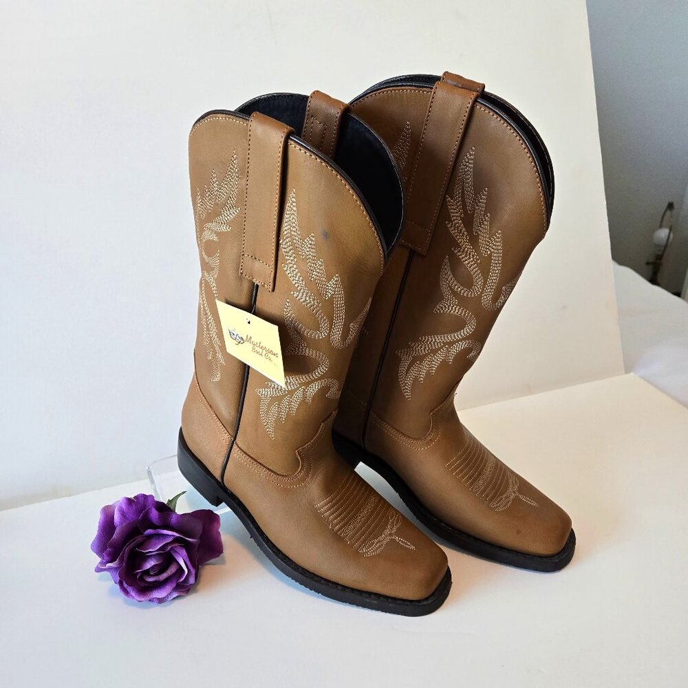 Masterson Women’s Leather Western Boots Brown Size 7.5 M NWOT Cowgirl Riding - Picture 1 of 6